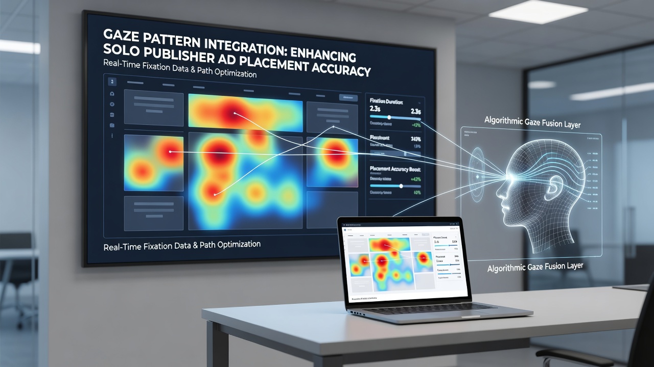 Heatmap overlay showing user attention distribution on a solo publisher webpage with optimized ad zones highlighted